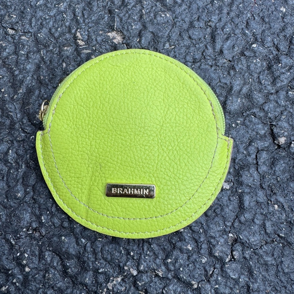 Brahmin Bright Green Leather Coin Pouch